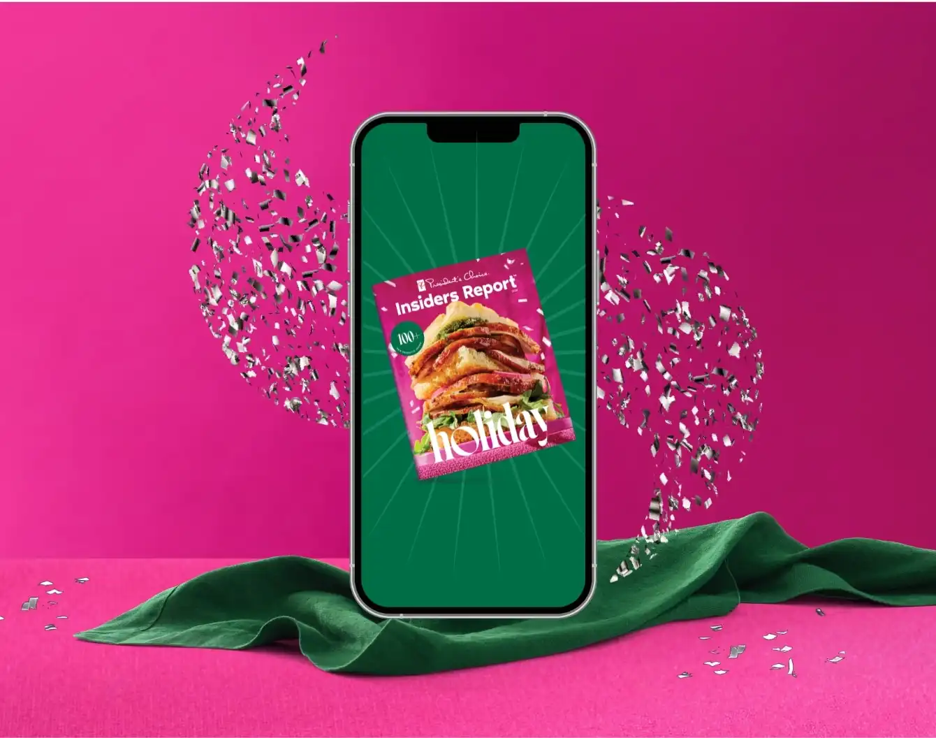 Spakrles swirl around a smartphone screen which displays PC Insiders report magazine and red PC Optimum points float around the device.