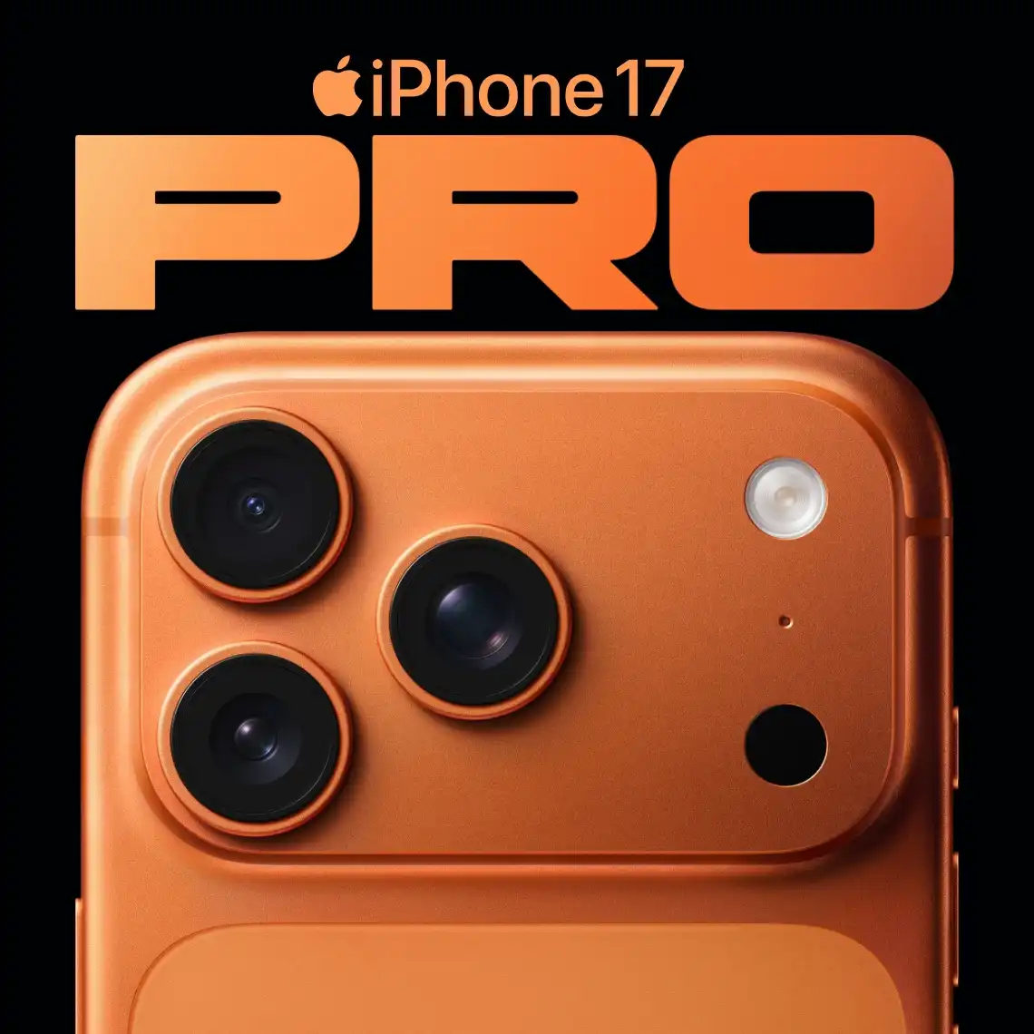 iPhone 17 Pro orange avec police vintage