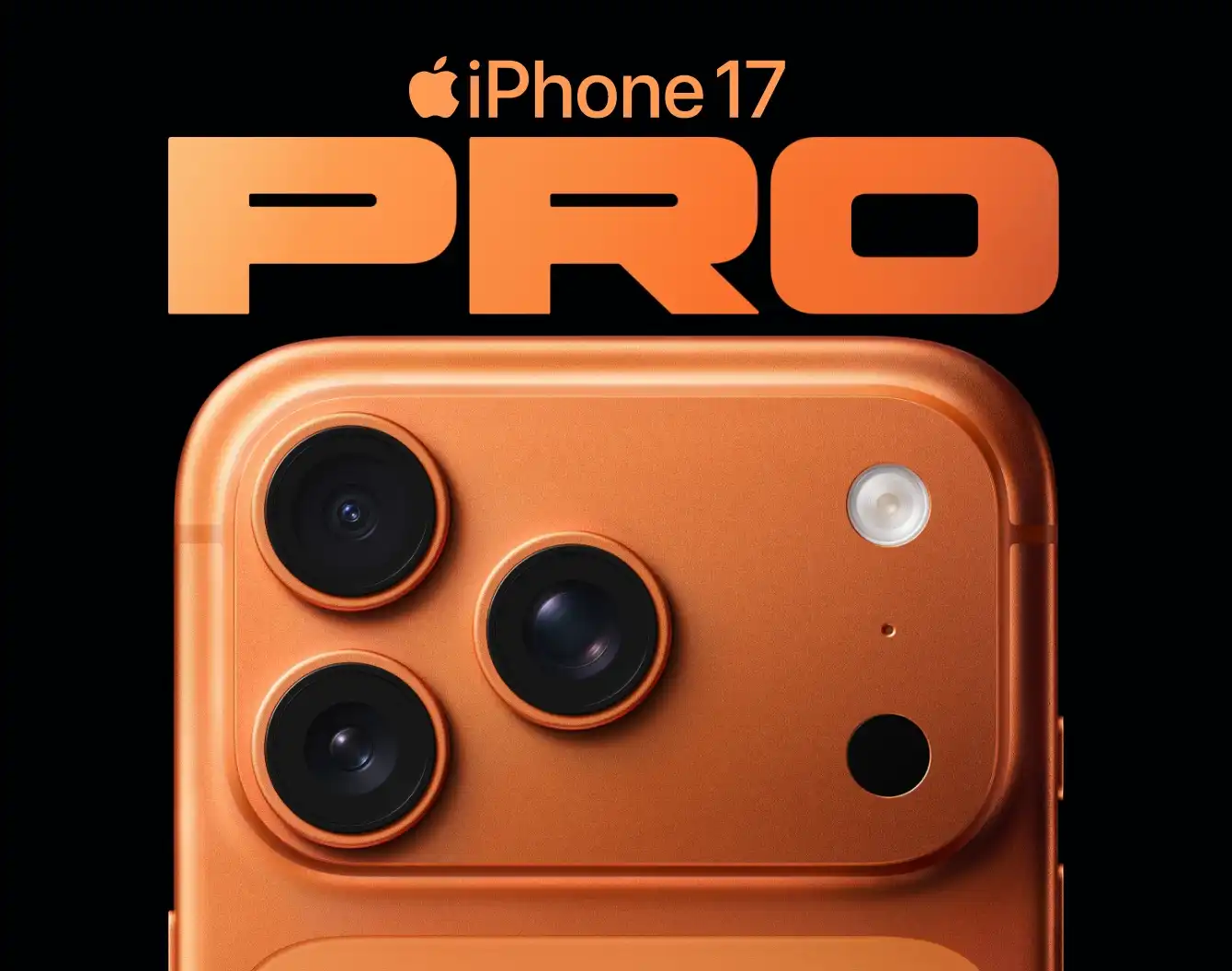 iPhone 17 Pro orange avec police vintage