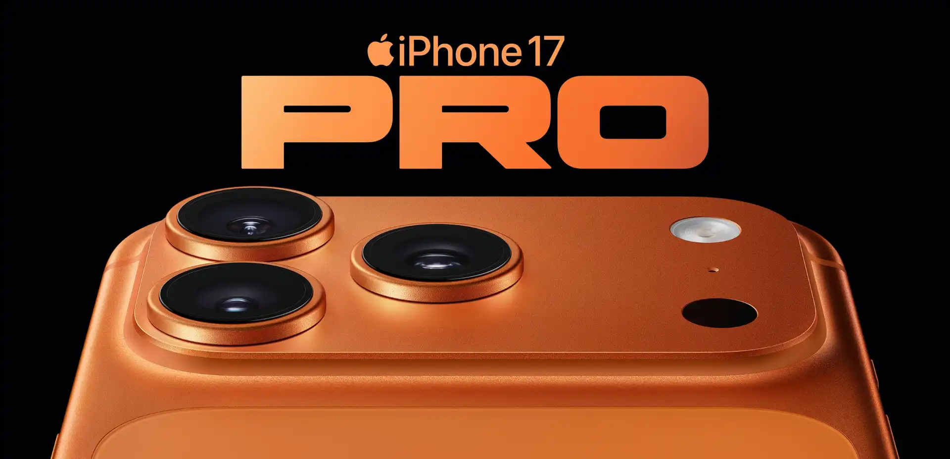 iPhone 17 Pro orange avec police vintage